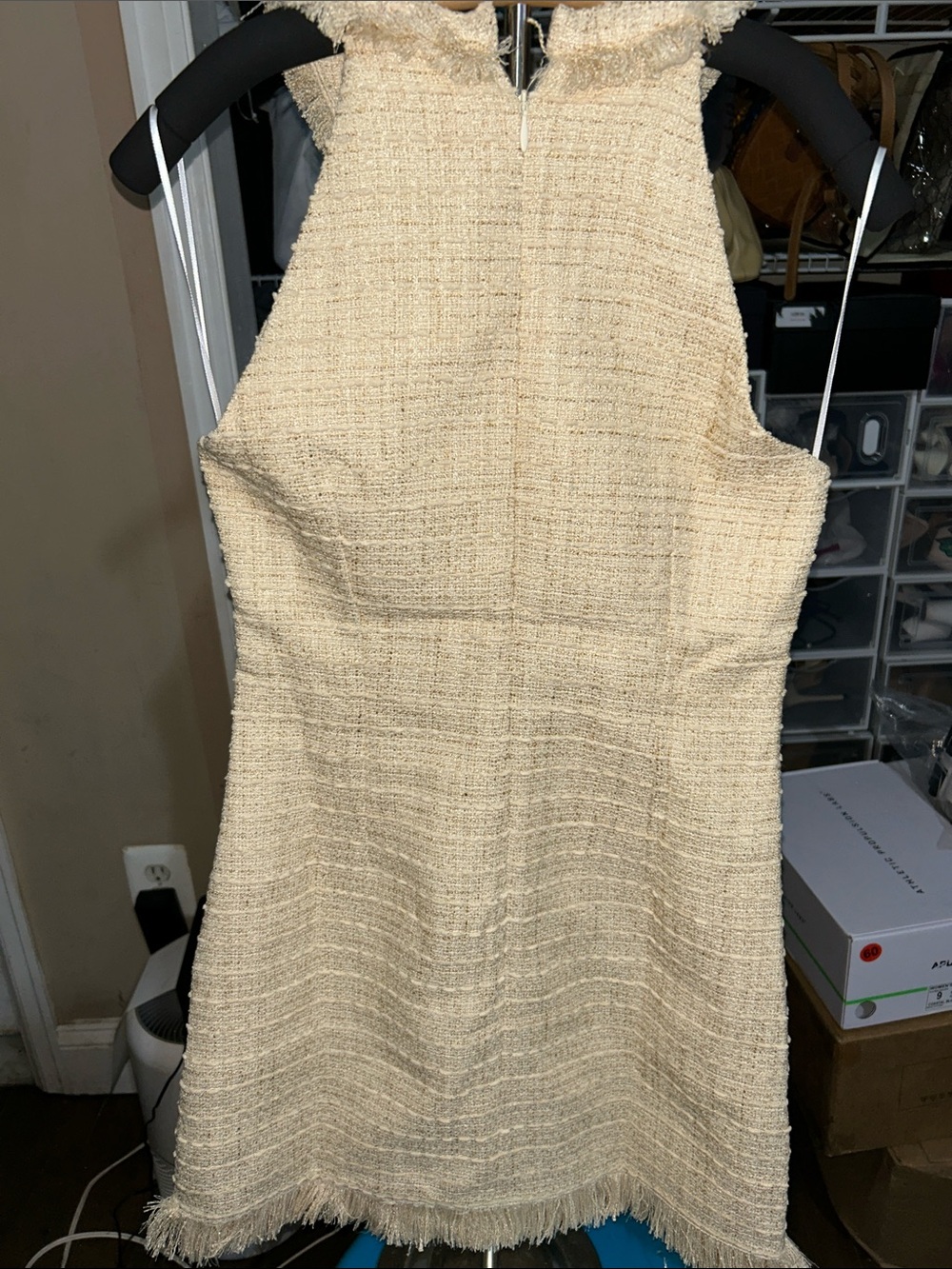 Amanda Uprichard Cream Tweed Halter Mini Dress - Picture 3 of 4